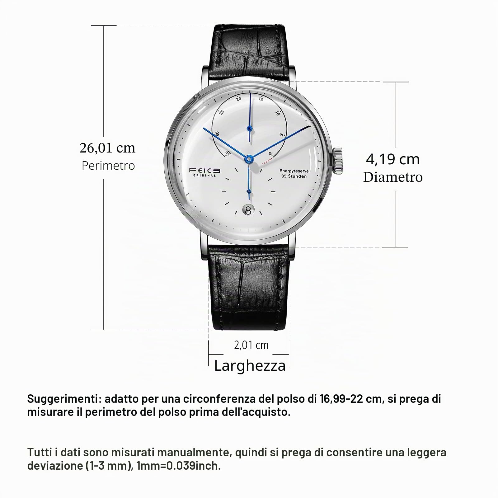FEICE Orologio Automatico Orologio con Vetro Curvo Orologio Meccanico Multifunzione Movimento Automatic Watch Orologio da Polso Uomo - FM202