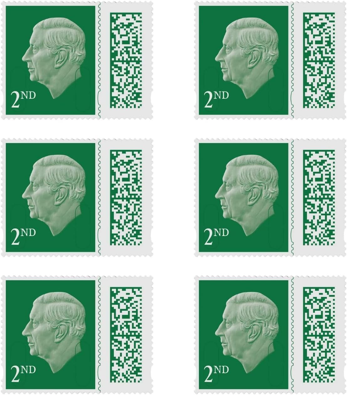 6 x 2nd Class Stamps UK Standard Domestic Mail Posting QR/Barcoded, Self-Adhesive - Second Class Letter Posatge Stamp Book - Stamps 2nd Class — image 1