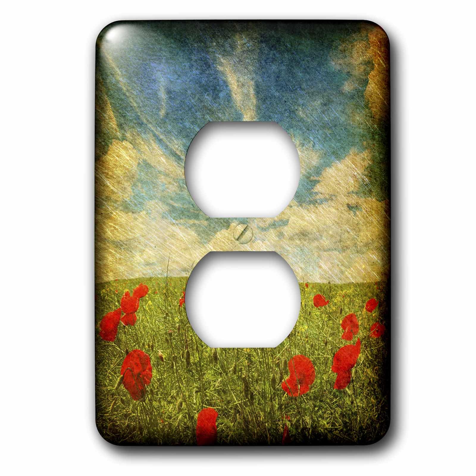 Cache-prise coquelicots avec finition brillante et motif nature