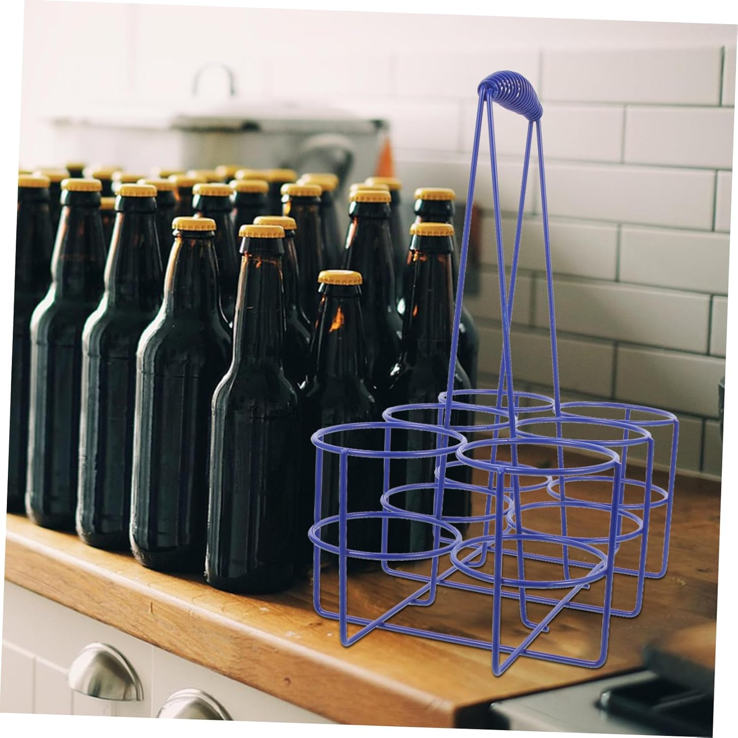 Portable Handheld Beer Basket Adjustable Handle Creative Beer Bottle Holder for KTV Bars and Outdoor Events Sturdy Food-Grade Plastic