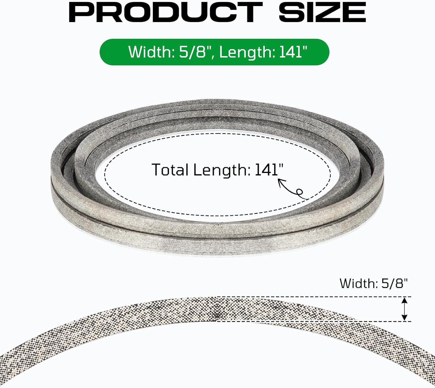 041-4022-00 Lawn Mower Deck Belt 5/8" x 141" for Bad Boy MZ Magnum Maverick HD CZT Revolt 041402200 B138, for Grasshopper 382090, Scag 483325, John Deere TCU13198, Hustler 791988 (Aramid)