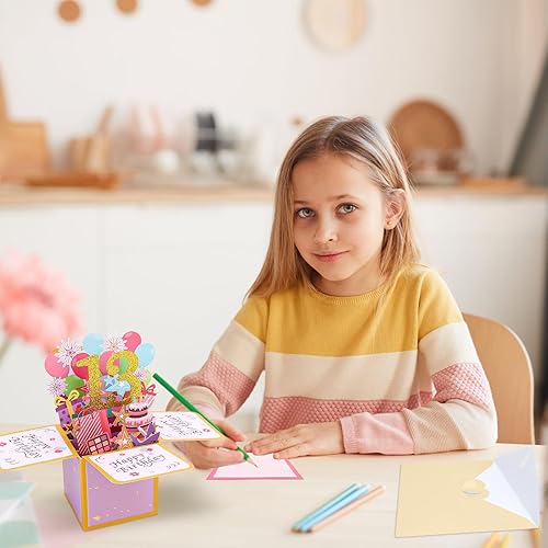 Miniatura 6 de CIEHER Tarjeta desplegable de cumpleaños número 13 para adolescentes, tarjeta de felicitación 3D de cumpleaños de 13 años, regalos únicos de