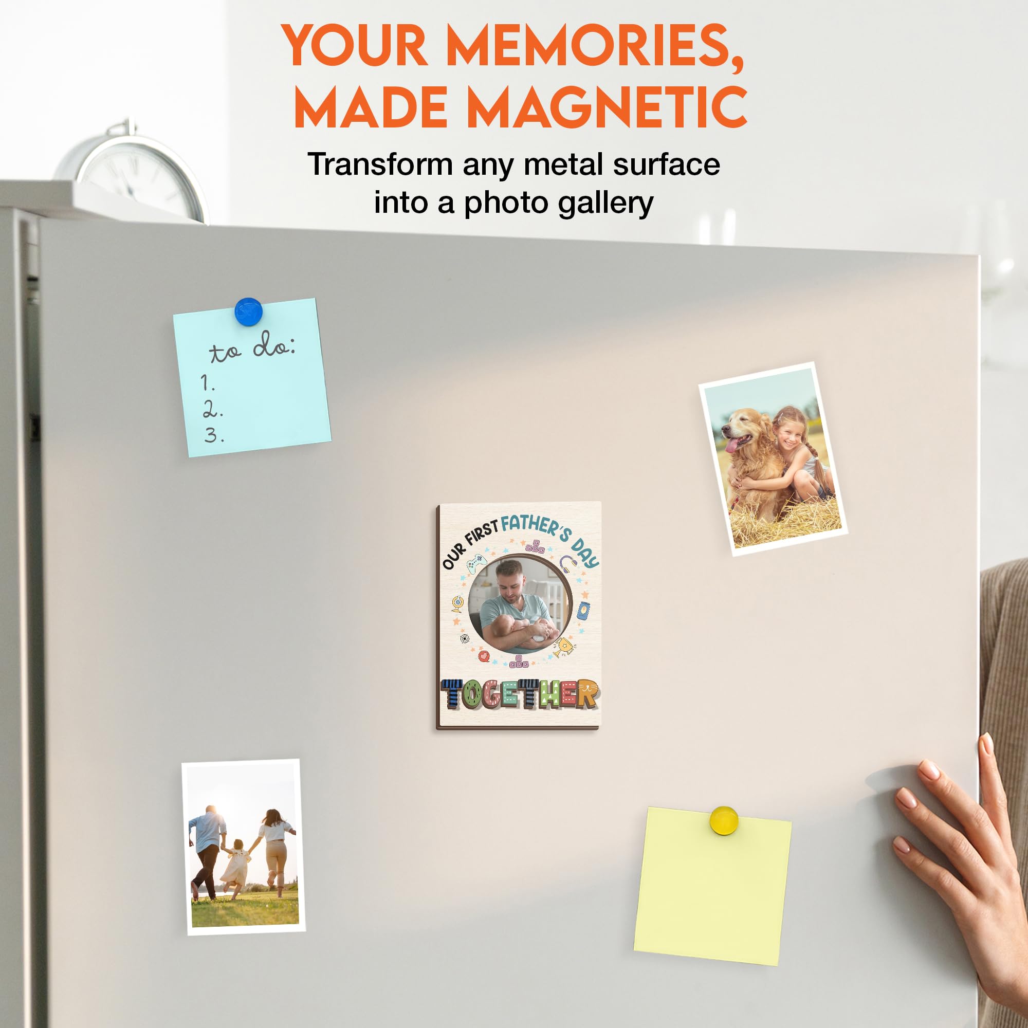 GIFTELIX Magnetic Picture Frames - Our First Father's Day Together - Cute Fridge Magnet Photo Frame for New Dads - First Father’s Day Keepsake - Magnetic Frames for Refrigerator