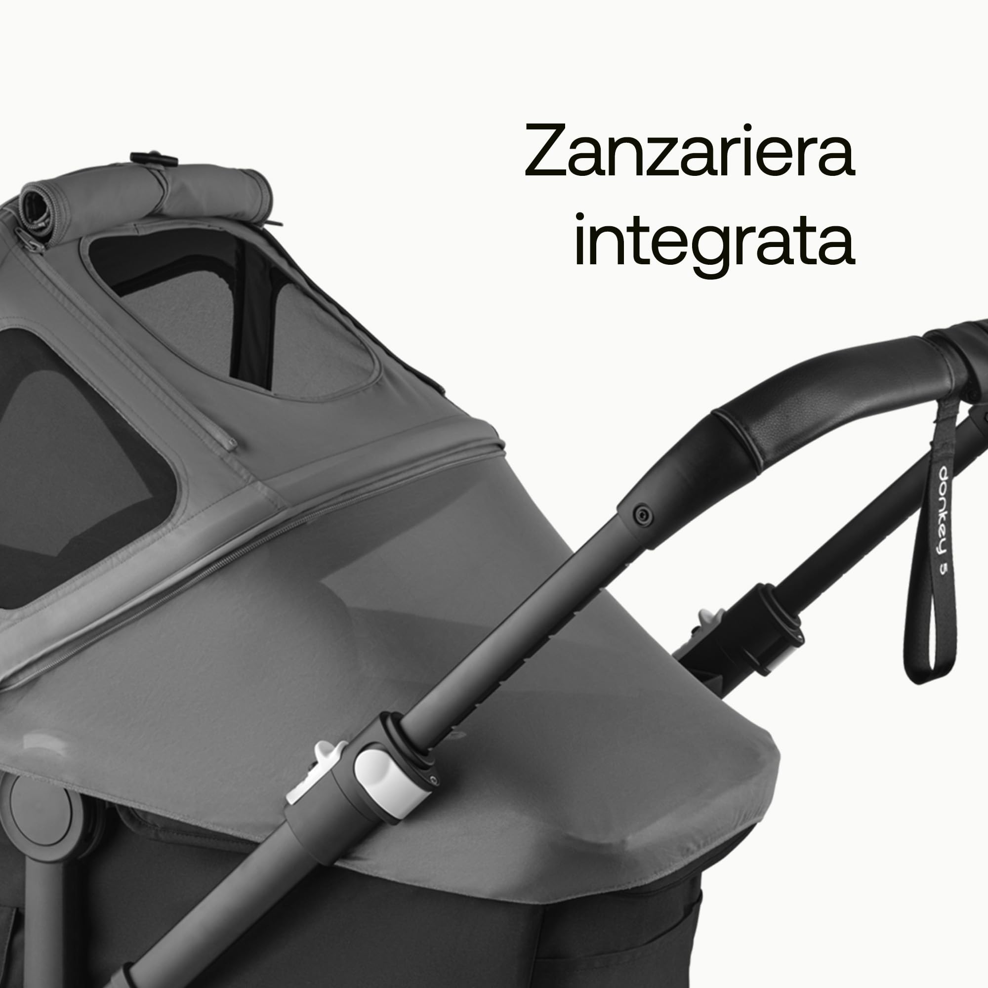 Bugaboo Donkey Cappottina Breezy, Estensibile per una maggiore copertura e una Protezione Solare ottimale, Resistente all'Acqua, Compatibile Con Tutti i Passeggini Donkey, Moon Grey