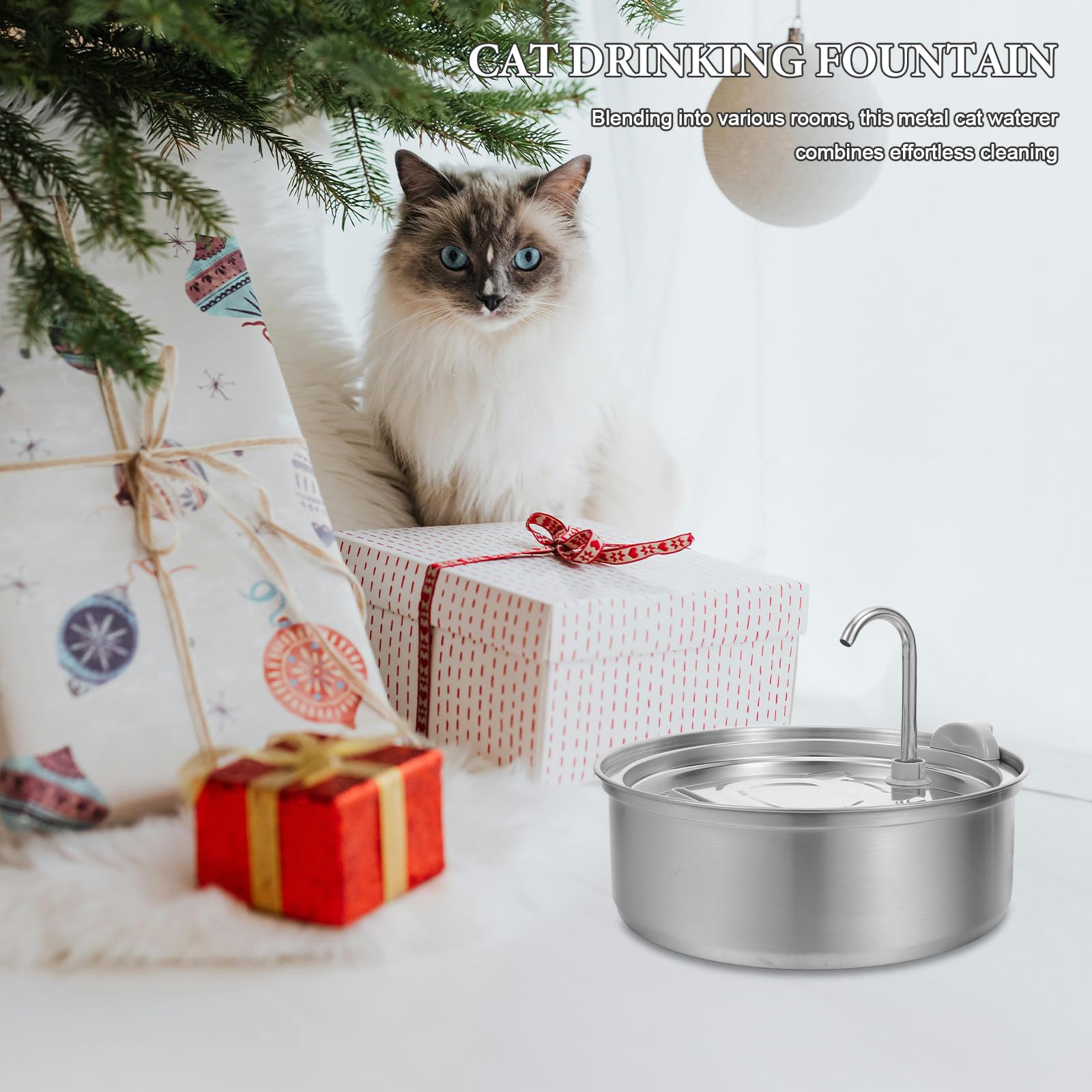 Fontanella per Gatti in Acciaio Inox 3l Automatica 101oz | Circolazione Continua, Pompa Super Silenziosa 38db, Rimozione di Peli e Detriti