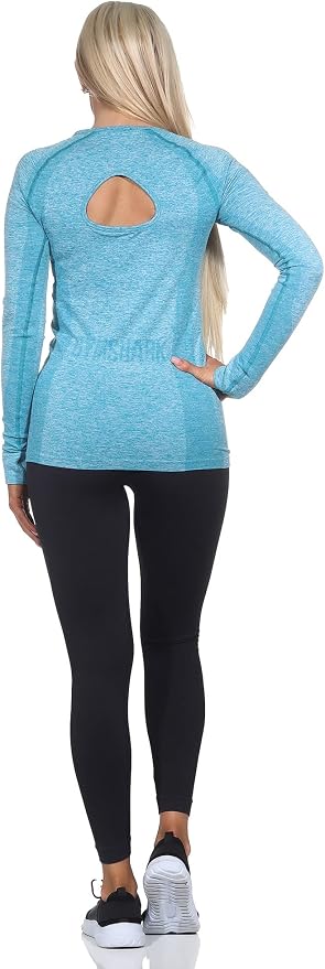 Top Donna Gymshark Schiena Incrociata Manica Lunga - Corsa Palestra - Rosso