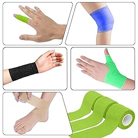 Twavang 6 Pack 2 Inches Self Adhesive Bandage Wrap Breathable Cohesive Bandage Elastic Tape for Pets, Athletic, Sports, Wrist, Knee, Ankle(5 Yards Per Roll, Grass Green)
