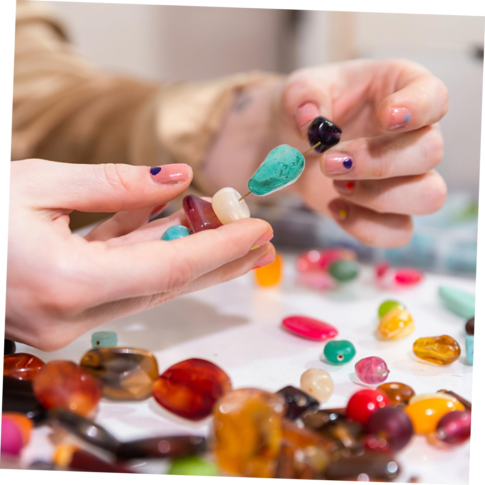 Cuentas Artesanales de Piedra Natural para Pulseras Diy, 24 Compartimentos