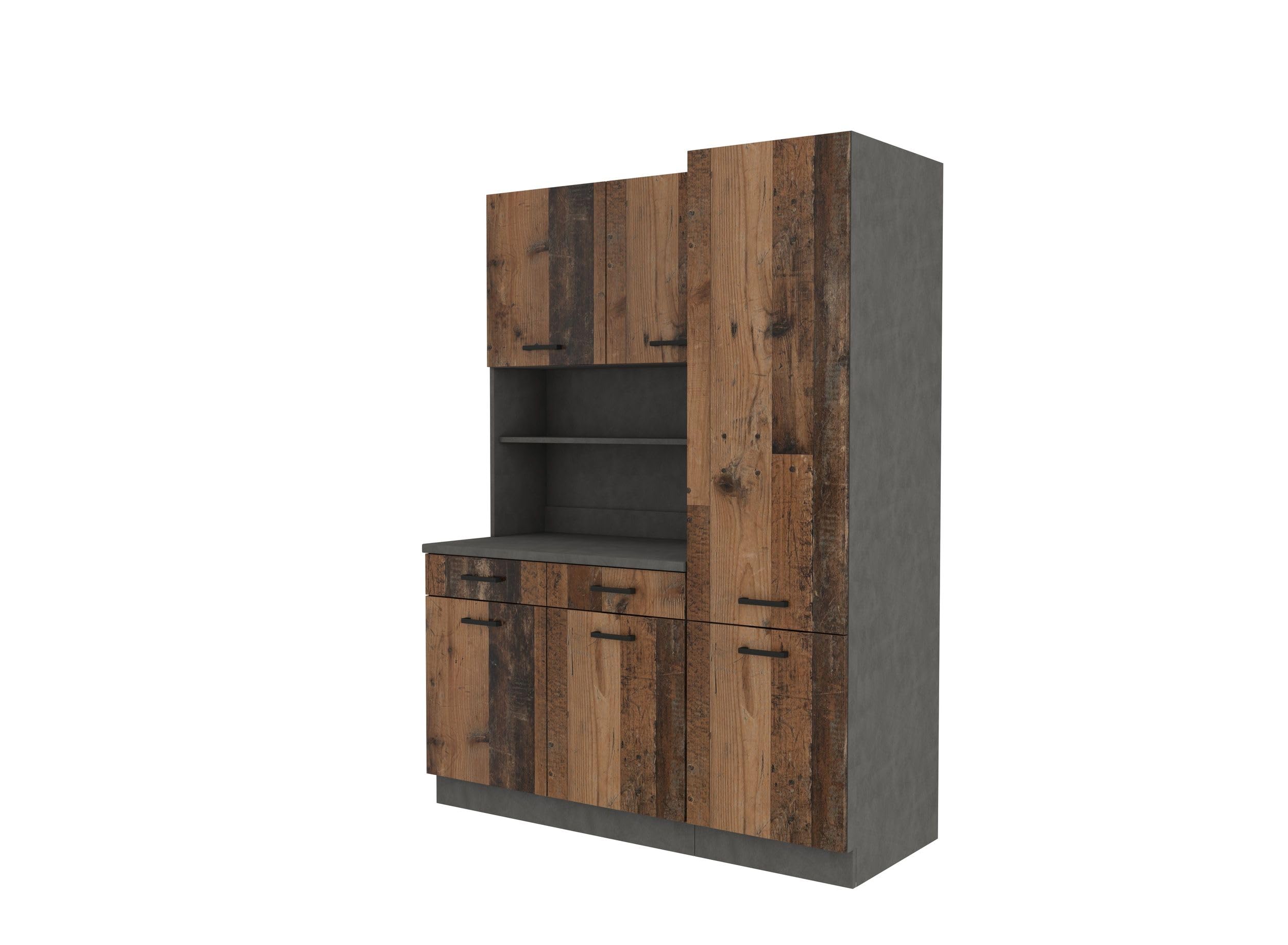 Kuechen-preisbombe Buffet Küche Mario 150 Küchenzeile Küchenblock Einbauküche Old Wood Style Matera