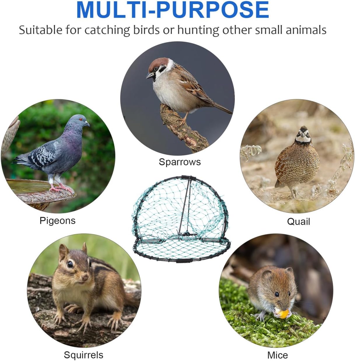 Yardwe Pigeon Bird Trap Bird Net Quail Catcher Pigeon Catching Net for Small Birds Pigeons Sparrow Quail, 7.9 X 5.9 Inch