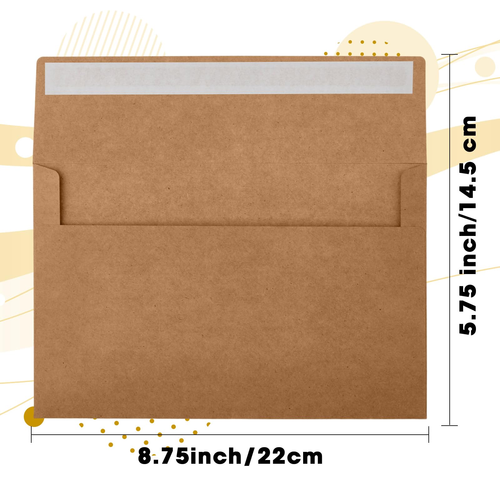 SATINIOR 300 sobres de invitación de papel kraft A9 para tarjetas de 5.5 x 8.5 pulgadas, solapa en V con cierre autoadhesivo para cartas, fotos, tarjetas, bodas, baby shower, 5.75 x 8.75 pulgadas