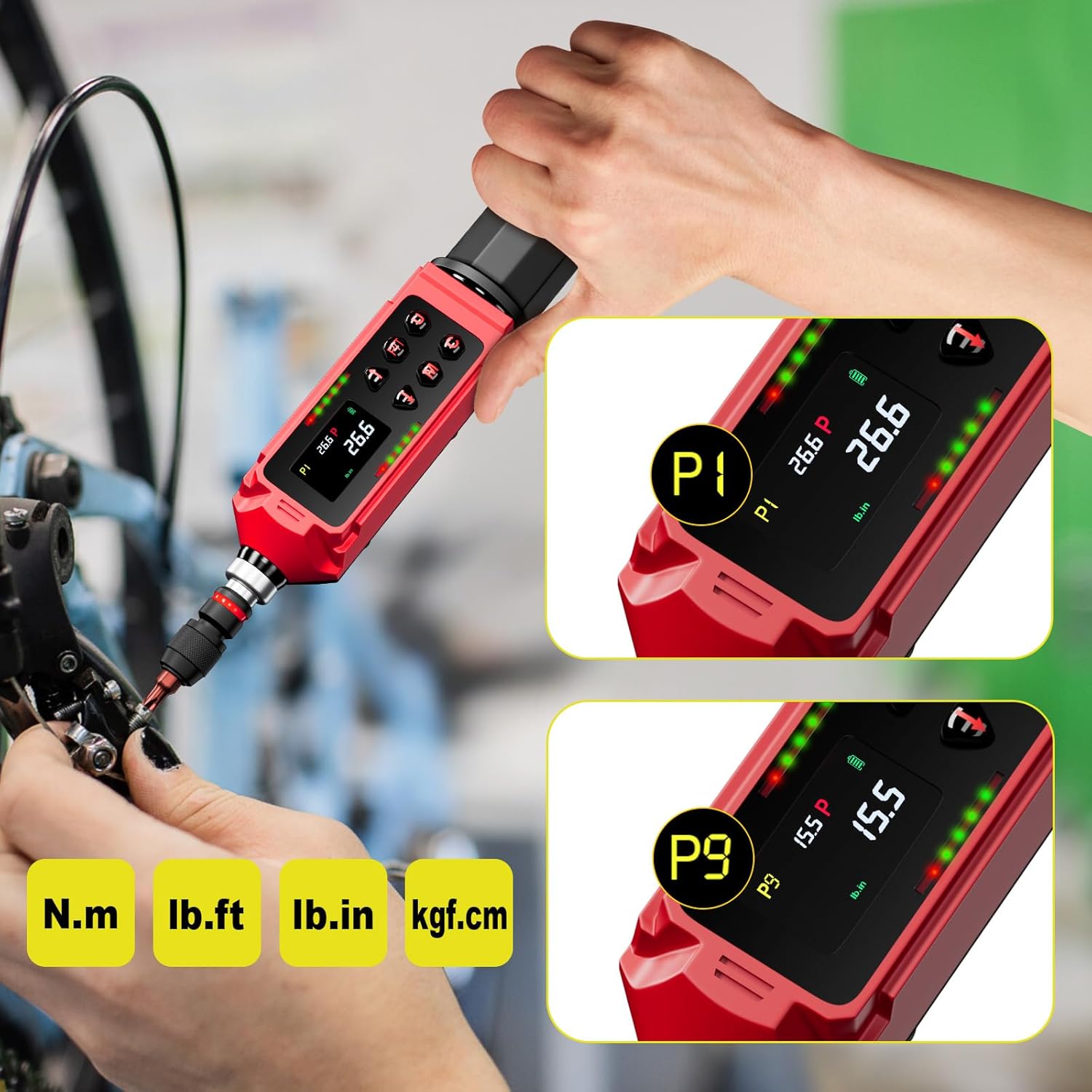 ANPUDS Digital Torque Screwdriver, 0.4-26.6 in-lbs (0.045-3 Nm), ±1% Accuracy 1/4" Drive Inch-Pound Torque Screwdriver Set with Buzzer, Vibration & LED Alerts for Electronics, Optics, Precision Repair