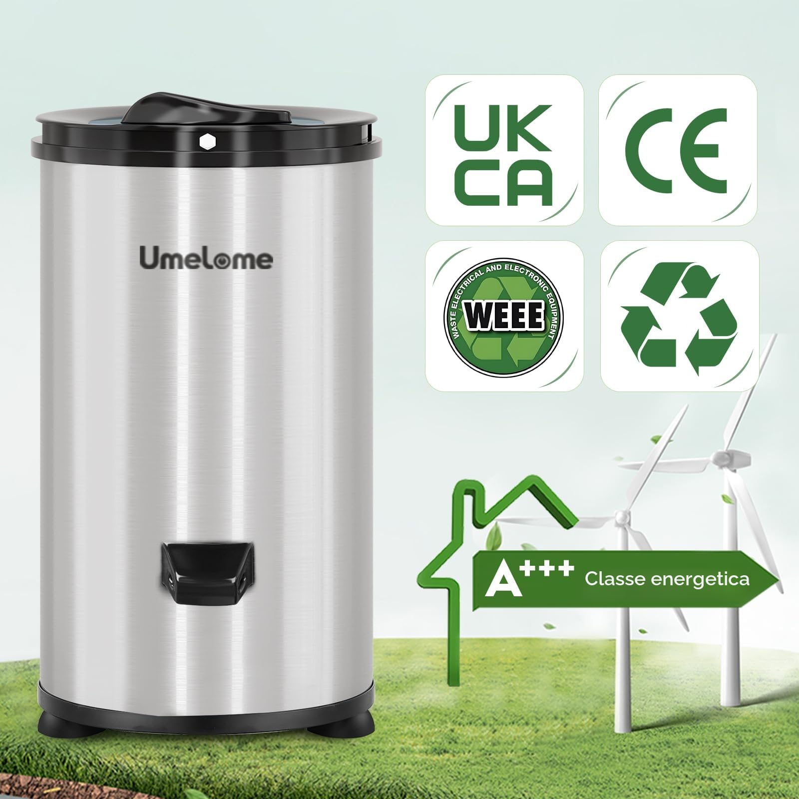Centrifuga per Biancheria 6kg, 2800 RPM Risparmio Energetico, Argento