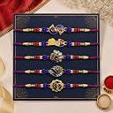 DeoDap Rakhi For Brother Set Of 5 with Effete Chocolate Almonds (K5_NC41_CA32) gallery image