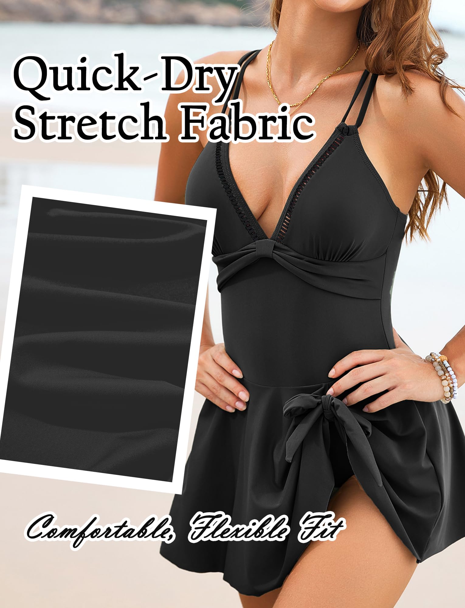 Vestido de baño sexy para mujer, con cuello en V, para la playa, para la piscina