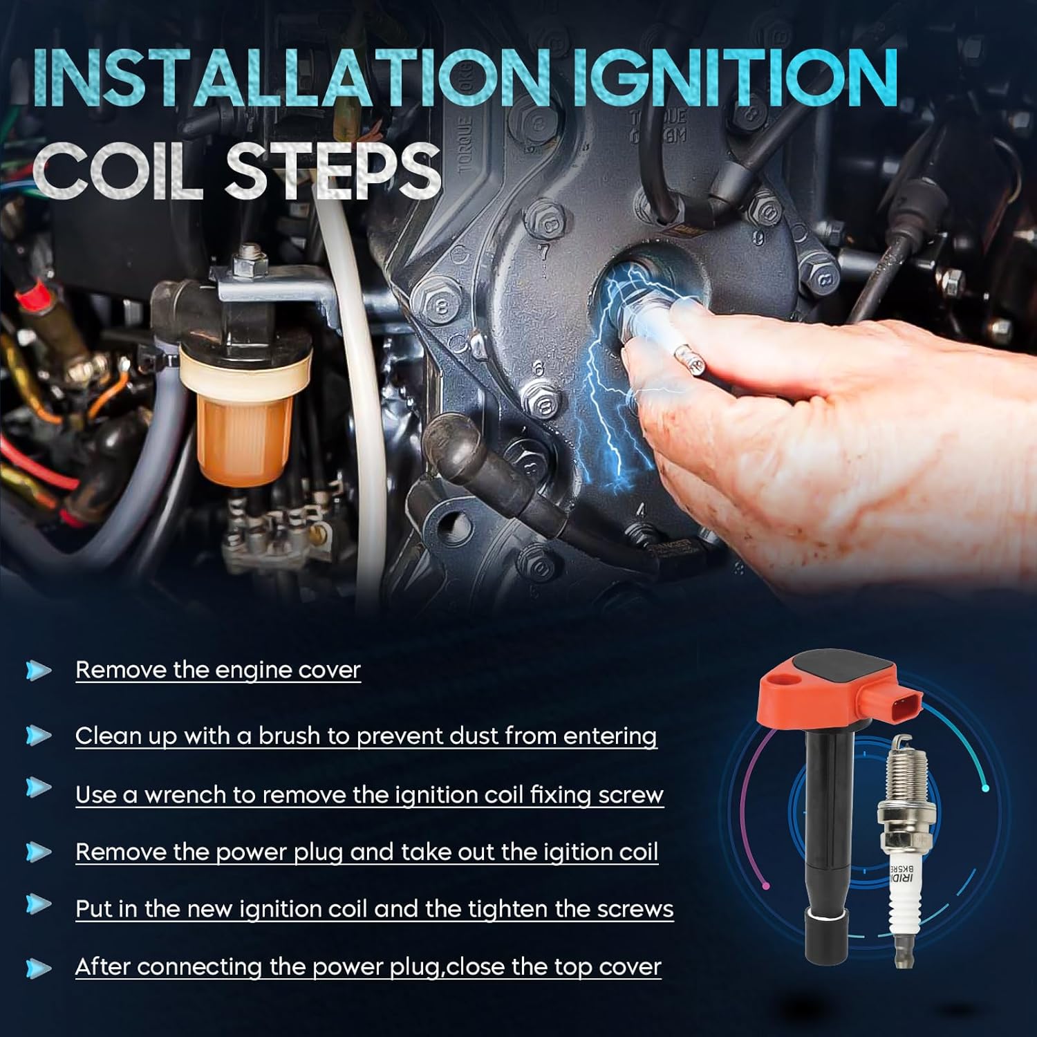 6PCS Ignition Coil Pack with 6PCS Iridium Spark Plug Compatible with Honda Accord Odyssey Acura CL TL 3.0L 3.2L 3.5L, Replace for UF242 C-511 C1221 C1462, Red