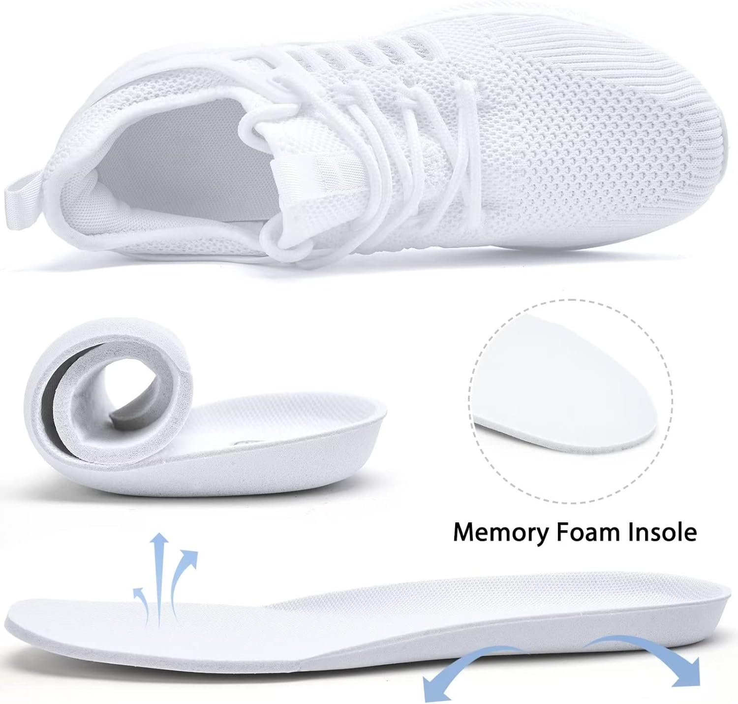 Akk Womens Athletic Walking Shoes - Running Tennis Shoes Jogging Workout Lightweight Breathable Slip on Sneakers for Indoor Outdoor Gym Travel Work - Image 3