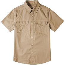 Tronjori Boys Short Sleeve Button Down Casual Woven Shirt Two Pockets