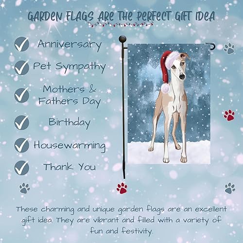 Miniatura 7 de Doggie of the Day Whippet GFLAG254161 - Banderas de jardín para perros, diseño de Navidad, de doble cara, regalo decorativo de primavera para patio,