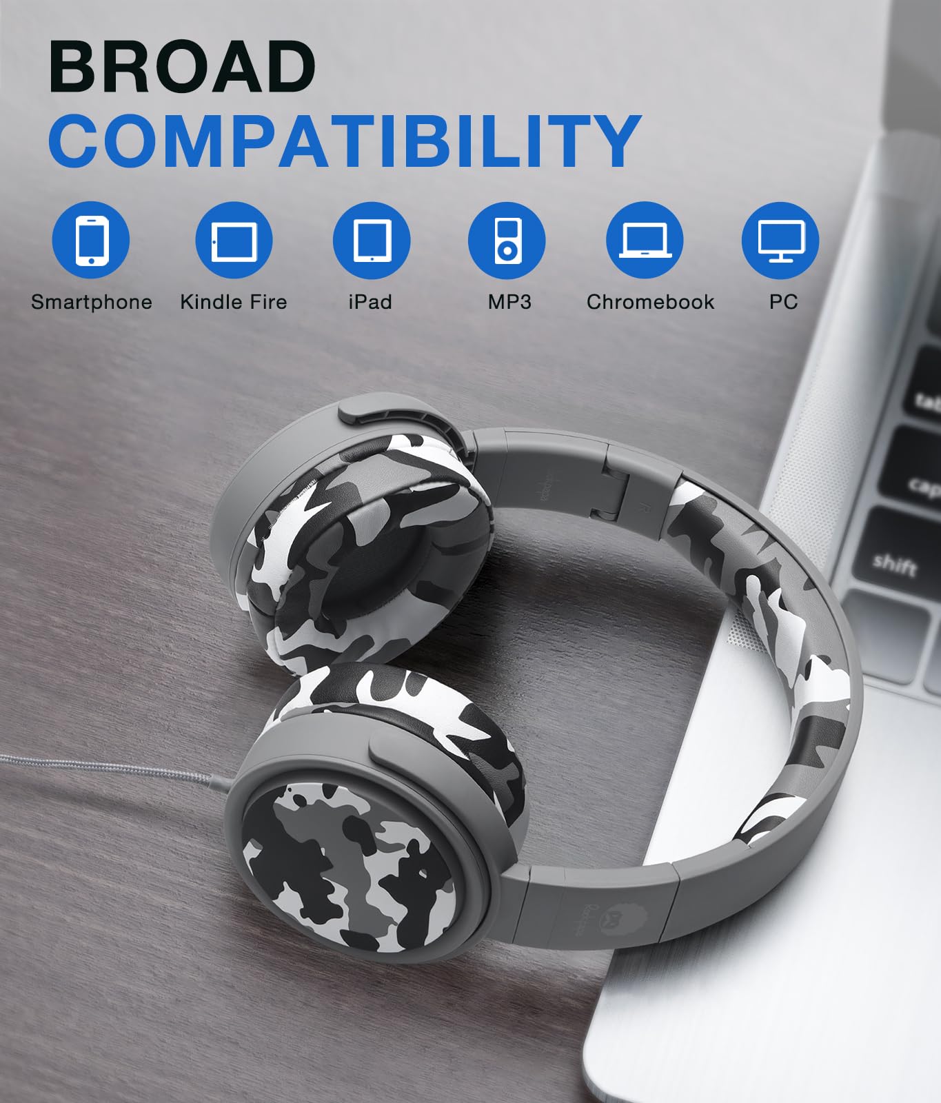 Amazon.co.jp: rockpapa 迷彩 有線ヘッドホン マイク付き 軽量