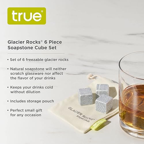 Miniatura 2 de True Juego de cubos de esteatita, juego de piedras de whisky, cubitos de hielo de piedras de whisky, piedras de borbón, piedras frías para bebidas,