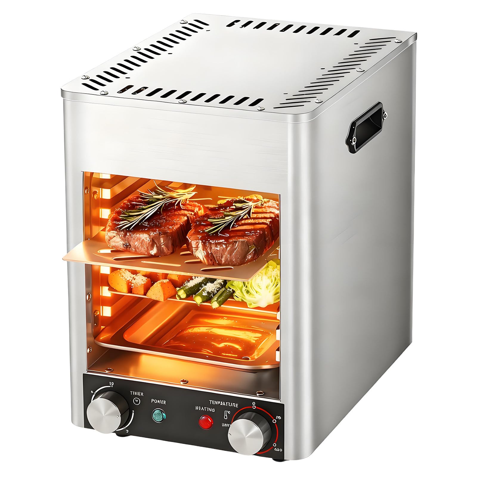FHRKA 1700W Stainless Steel Steak Cooker, Infrared Electric Broiler, for Commercial & Home Kitchen Use