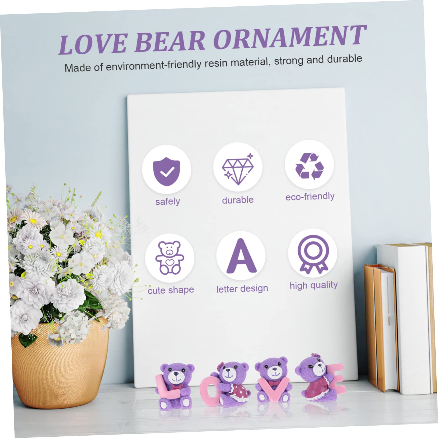 Toyvian 12pièces Ornements Ours pour Cake Decoration De Saint-Valentin Et Décor De Fête