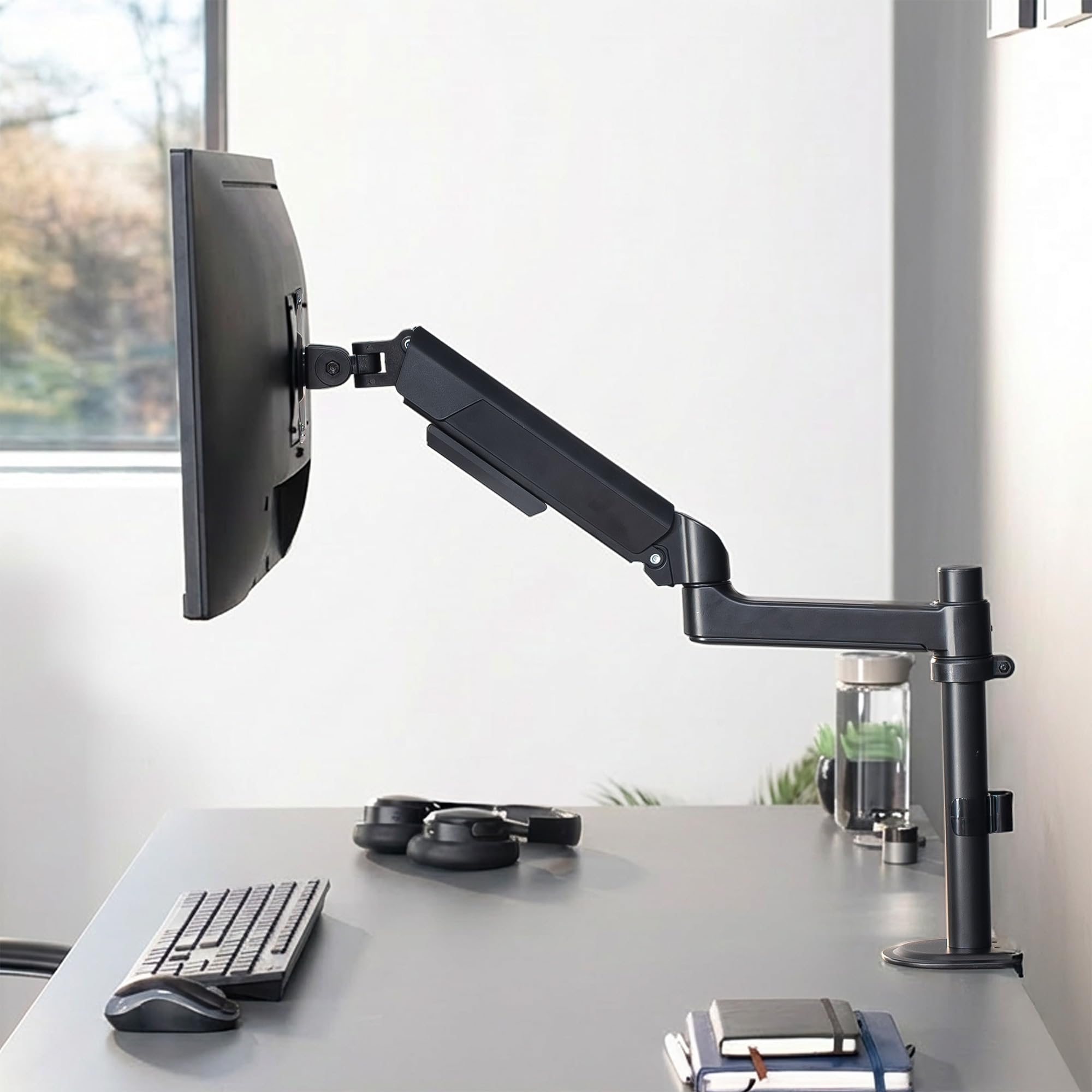 VIVO Supporto da scrivania con braccio a molla pneumatica articolato per impieghi gravosi e standard, adatto a schermi ultrawide standard e grandi fino a 35" con VESA massimo 200 x 100, STAND-V101H