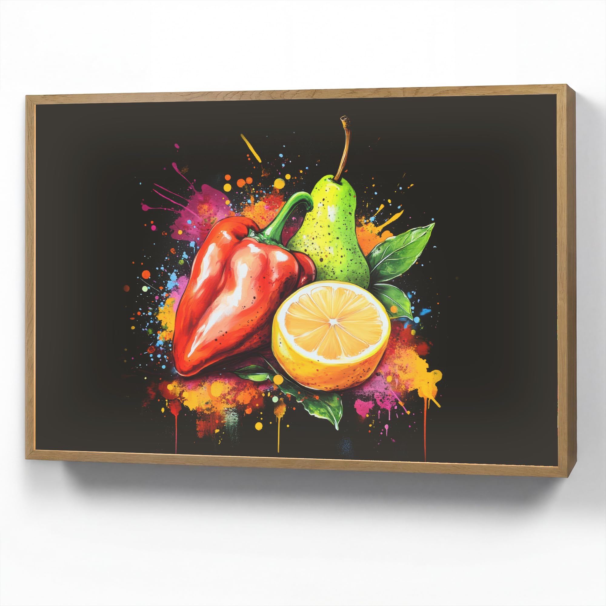 LED Wandlicht Innen 100x70 cm Aufladbar Dimmbare Nachtleuchte Schlafzimmer Wandlampe Nachtlicht Modern Design Stillen Wandleuchte Wand Licht Paprika - Birne - Zitrone - Graffiti - Farbe