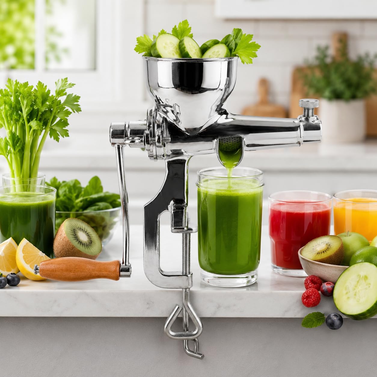 Spremiagrumi manuale di Wheatgrass, stampa fredda della manovella