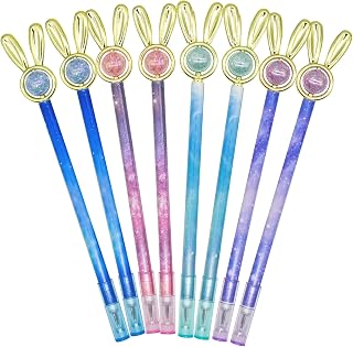 12 Pcs Cute Bunny Pens Starry Sky Rabbit Pens 0.5mm Black Ink | Novelty Pearl Gel Pen For Easter School Office Desk Accessories Party Favors Gifts Stationary