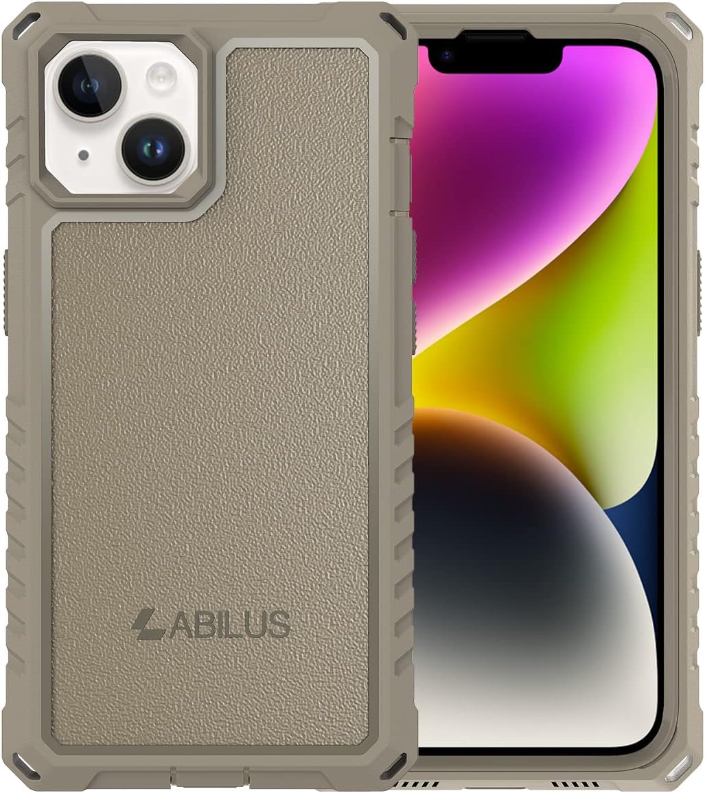 for iPhone 13/14 Case [6.1 inches], 12ft Military Grade Drop Proof, Rugged 360° Full Body Coverage with Built-in Screen Protector, Compatible with MagSafe - Desert