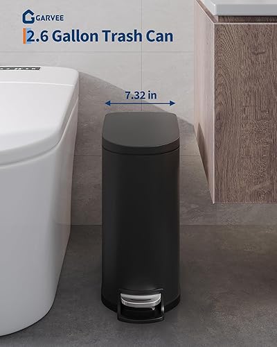 Miniatura 3 de Garvee Juego combinado de botes de basura de metal de 13 galones (50 L) y 2.6 galones (10 litros), bote de basura inoxidable con tapa, cubo de