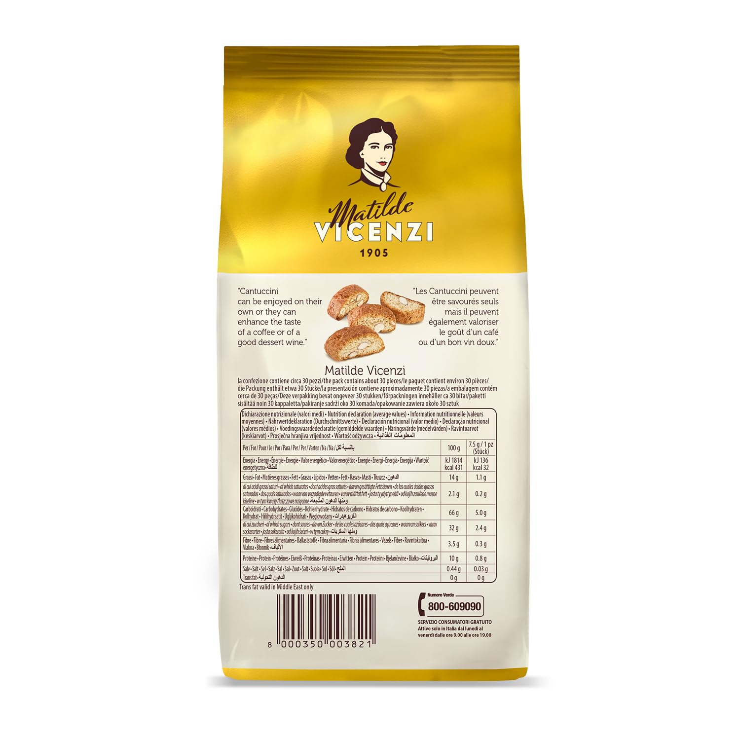 Matilde Vicenzi Cantuccini, Dulce amargo (Almendras) - 4 de 450 gr. (Total 1800 gr.)