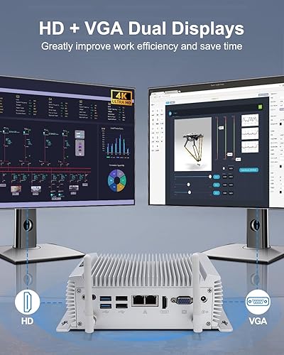 Vista 2 de Mini PC industrial Win 10 Pro sin ventilador Core i7 4500U, 8 GB RAM 256 GB SSD, Gigabit Ethernet, HD VGA Dual Displays, 6 RS232 COM, 4 USB3.0, 4
