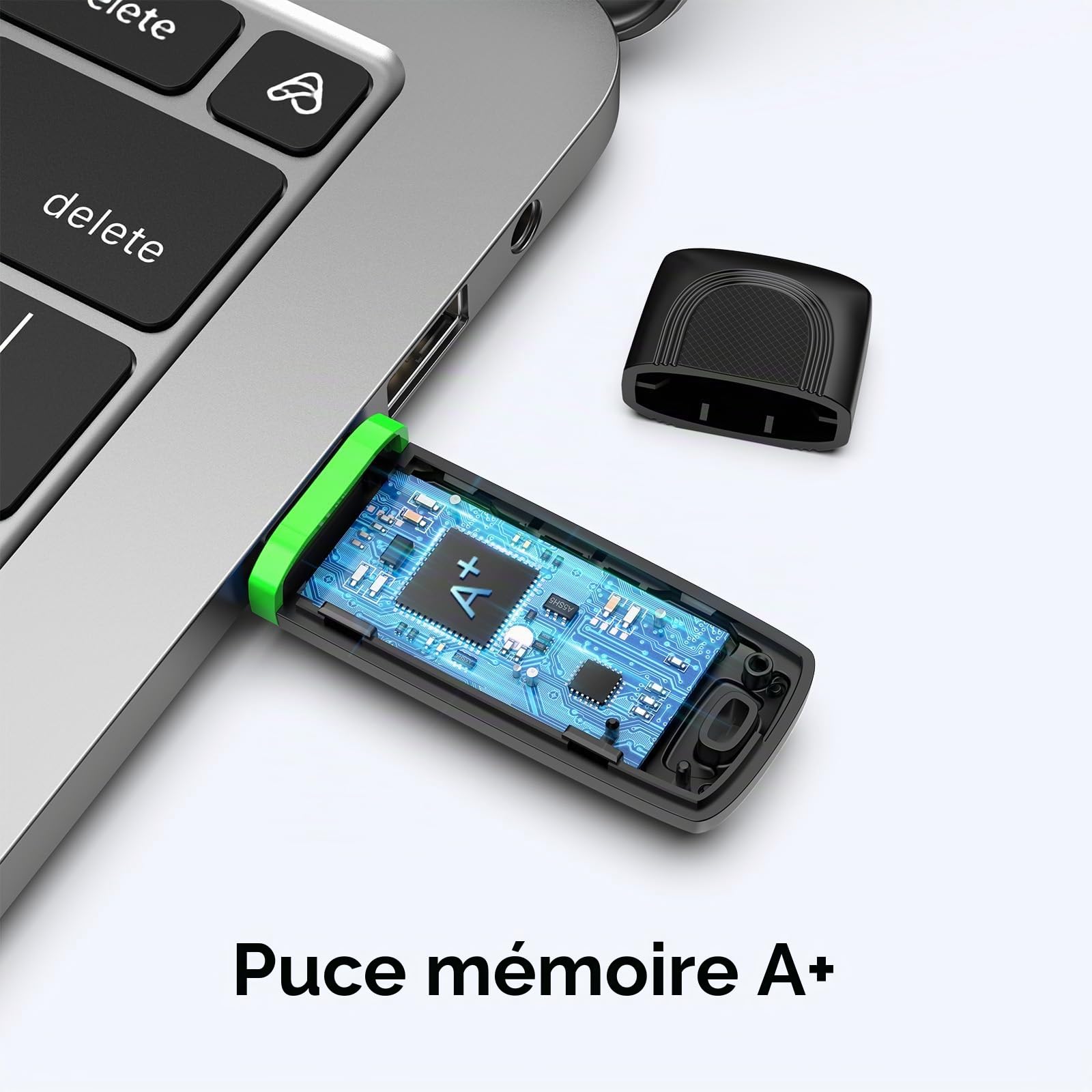 KEXIN Clé USB 2.0 16Go Rapide, Lot de 10 Pendrive Clef USB 16Go à Capuchon Cle USB Flash Drive pour Le Stockage de Musique et des Dossiers (Vert, 16GB)