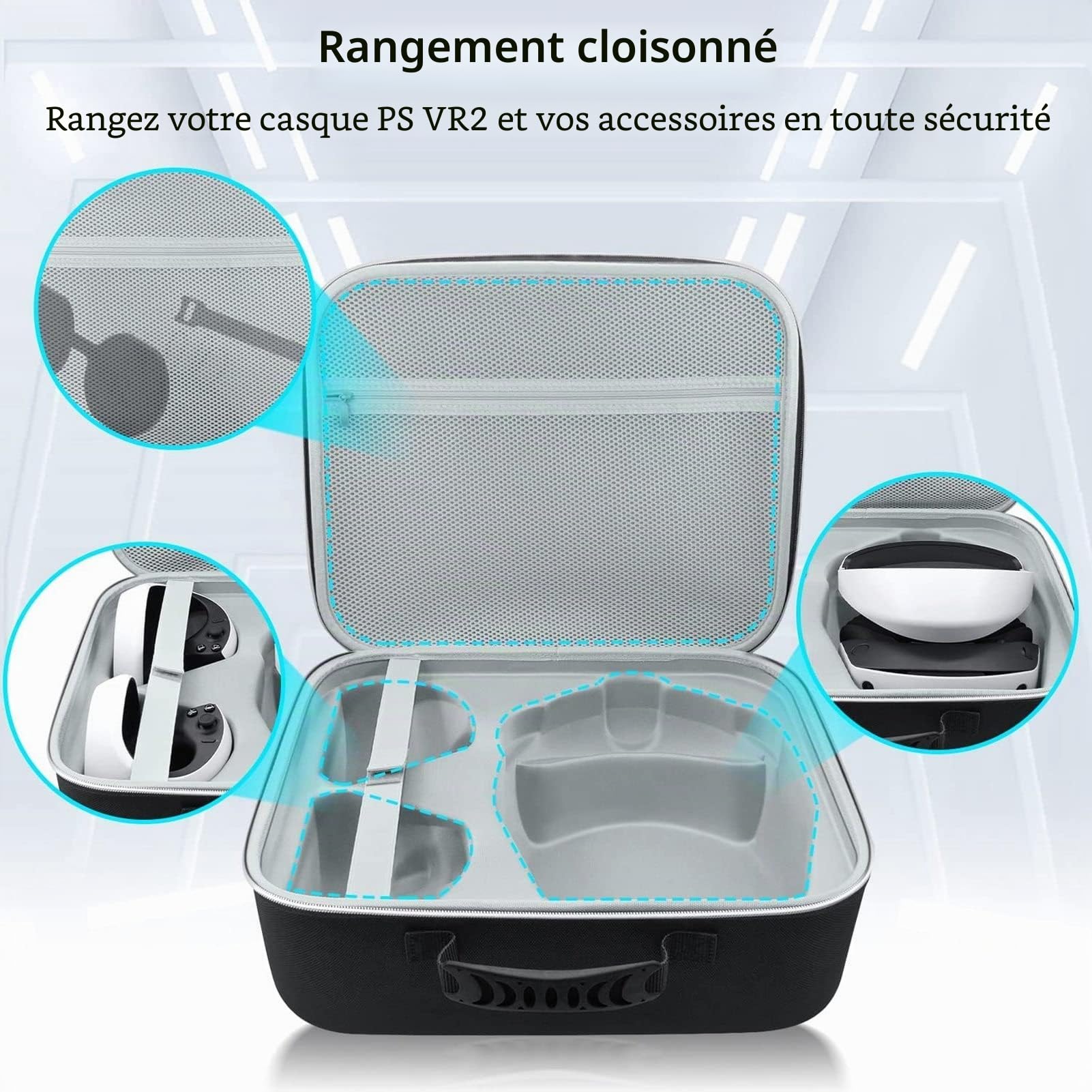 Housse de Protection pour PS VR2, étui de Protection de Voyage Rigide en EVA étanche, Sac de Rangement, étui de Transport pour PS VR2 Tout-en-Un VR et Accessoires, étui Portable