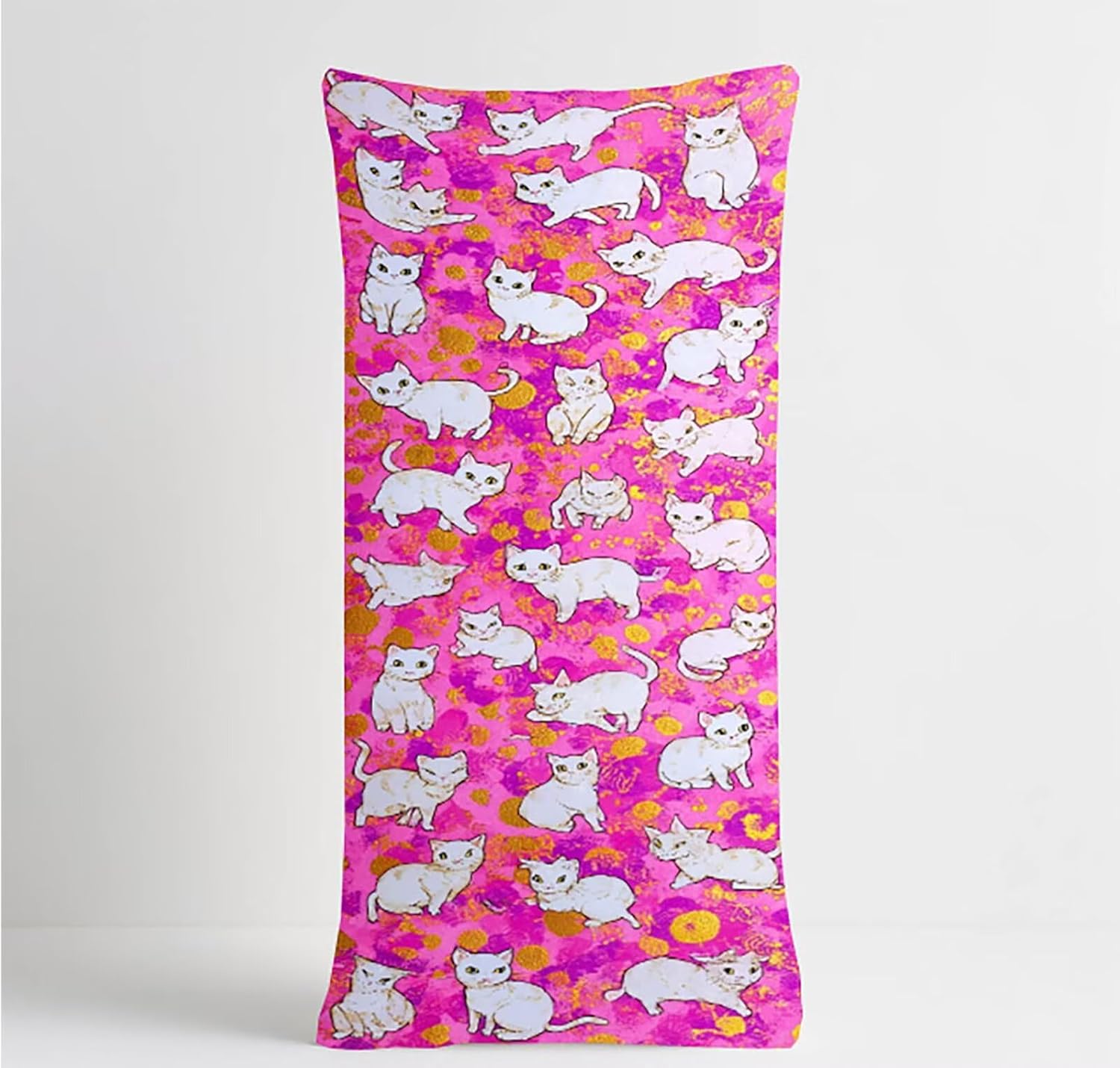 Pink Body Pillow Cover, Cat Long Pillow Cases with Hidden Zipper, Waterproof Linen Cushion Covers, Double-Sided Printing, Outdoor Cushion Covers for Bedroom Spring Room Decor 72x24in U-5445
