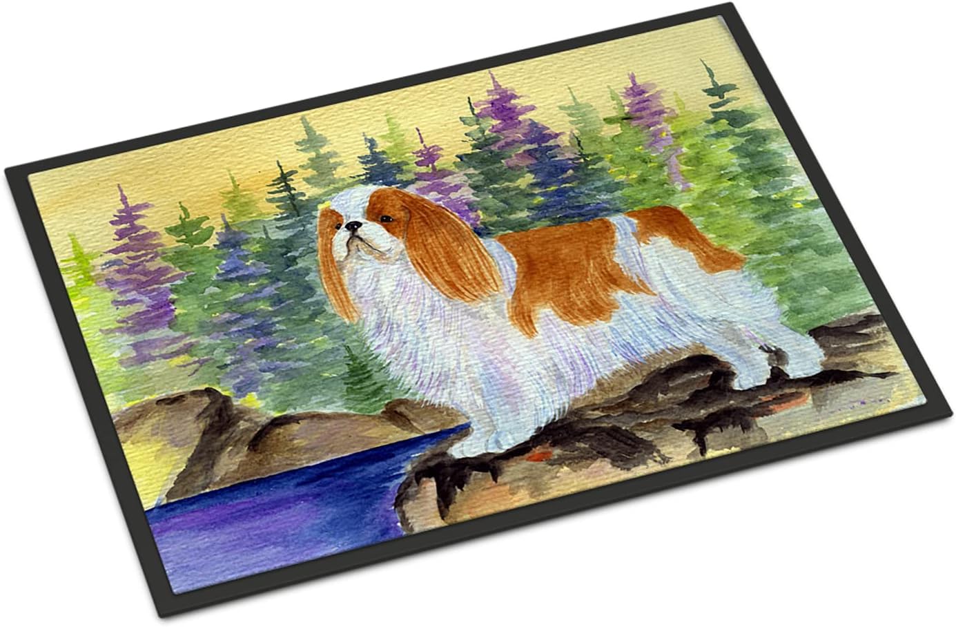 Caroline's Treasures SS8204JMAT English Toy Spaniel Doormat 24x36 Front Door Mat Indoor Outdoor Rugs for Entryway, Non Slip Washable Low Pile, 24H X 36W