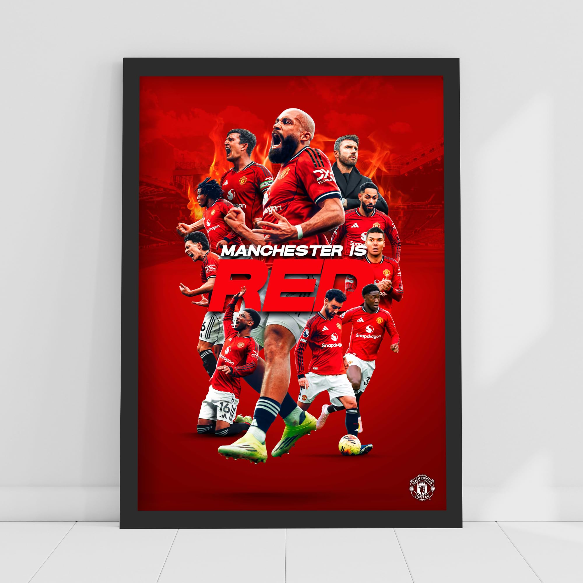 Themed Red Manchester United Fc Print - Manchester Is Collage Poster Football Wall Art (29.7Cm X 42Cm - A3)