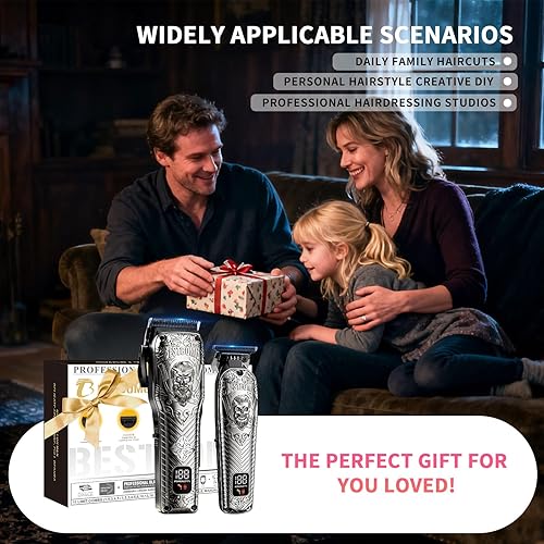 Miniatura 6 de BESTBOMG Kits y juegos de cortapelos profesionales inalámbricos para hombre, cortadora de barba, kit de aseo de metal con batería de larga duración