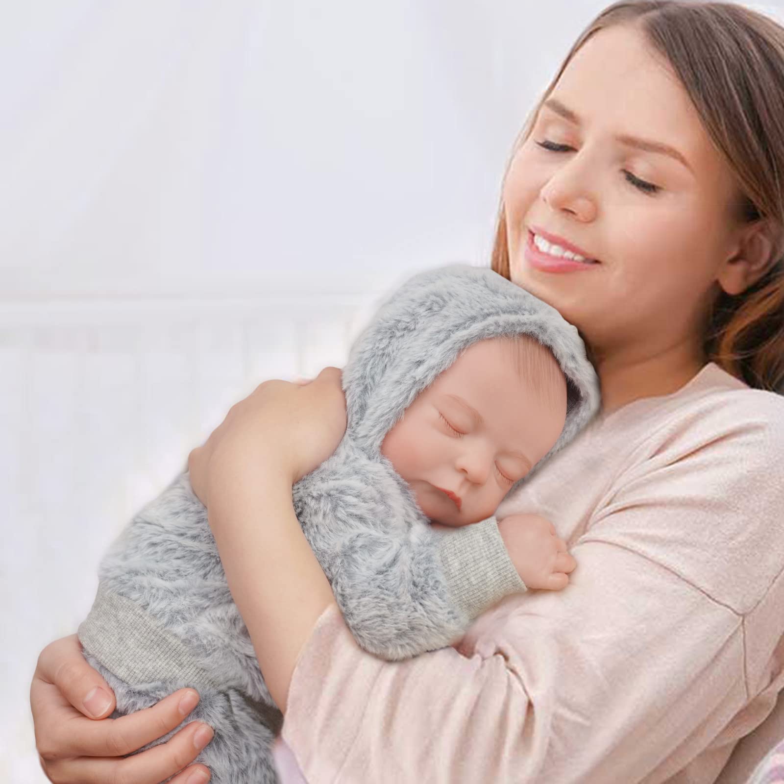 JIZHI Muñecos Reborn - 20 Pulgadas Hecho a Mano Lavable Bebe niños Cuerpo de Vinilo - Muñeca Bebes se Parece a un bebé Real (Ojos Cerrados niño)