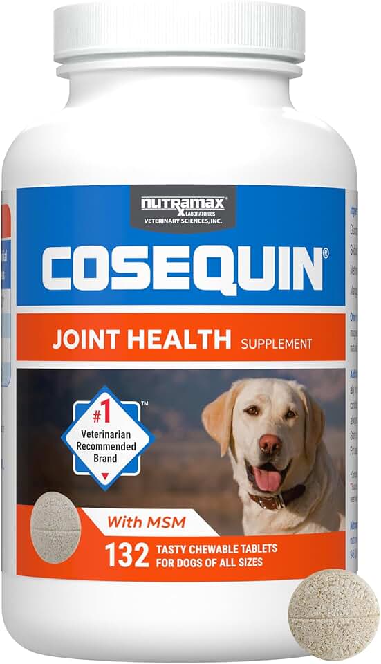 Nutramax Cosequin 狗關節健康補充劑，含有狗用葡萄糖胺，加上軟骨素和 MSM，支持健康關節，適合所有品種和體型，咀嚼片，132 片
