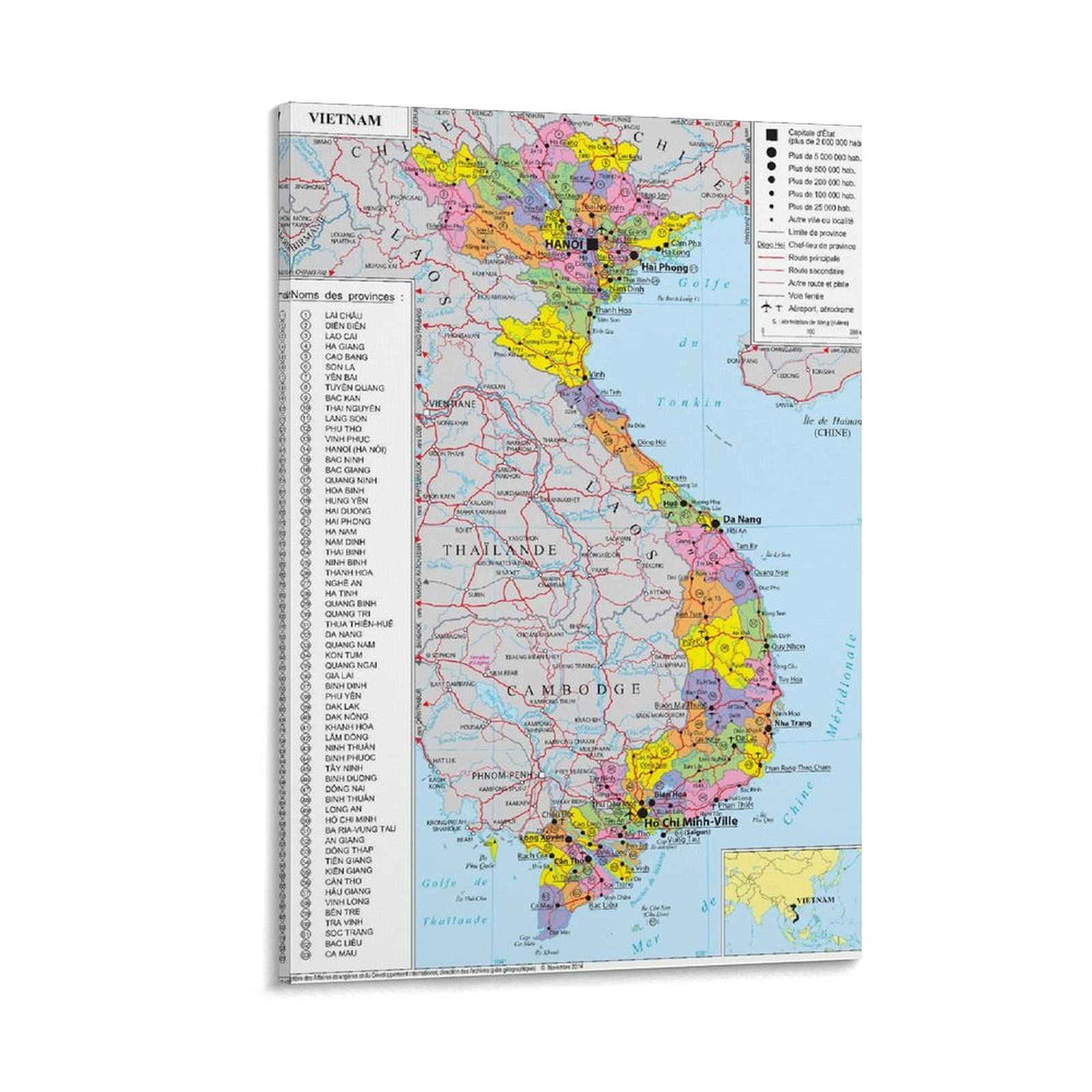Geopolitical Map of Vietnam Poster Decorative Painting Canvas Wall Art Living Room Posters Bedroom Painting 12x18inch(30x45cm)