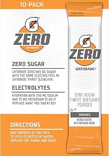 The Gatorade Gatorade G Zero, Sugar Free Powder Sticks, 0.10oz Packets (Mixes with 20 ounces of Water) 10 Pack (Orange), 20 Fl Oz (Pack of 10)