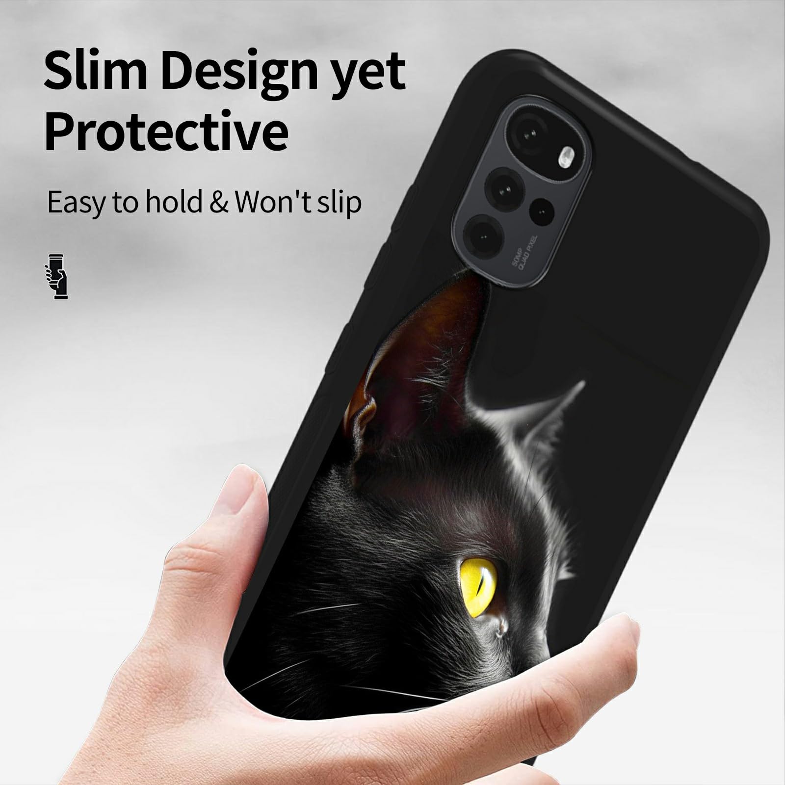 Black Carbon Fiber Silicone TPU Case For Motorola Moto G22 – Rugged Shockproof Cover