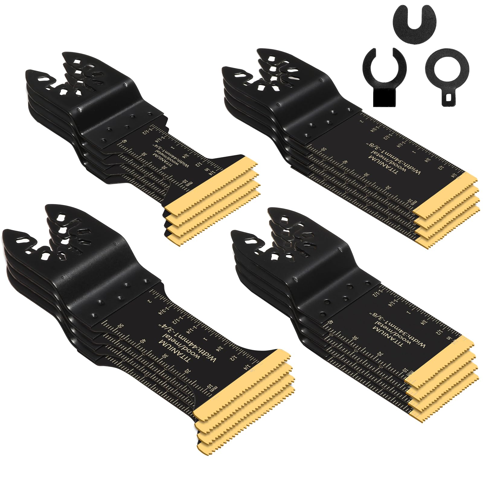 16 hojas de sierra oscilantes de titanio para corte de metal, cuchillas multiherramienta universales para materiales duros, metal, clavos, madera, plástico, kits de cuchillas multiherramienta