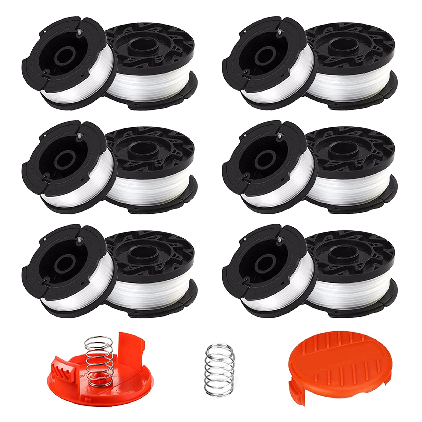 CDIYTOOL 16 PACK Line String Trimmer Replacement Spool,40ft 0.065" for Black+Decker String Trimmers, Replacement Auto Feed Spool,Compatible with Black & Decker AF-100(16 Spools+2 Cap+2 Spring)