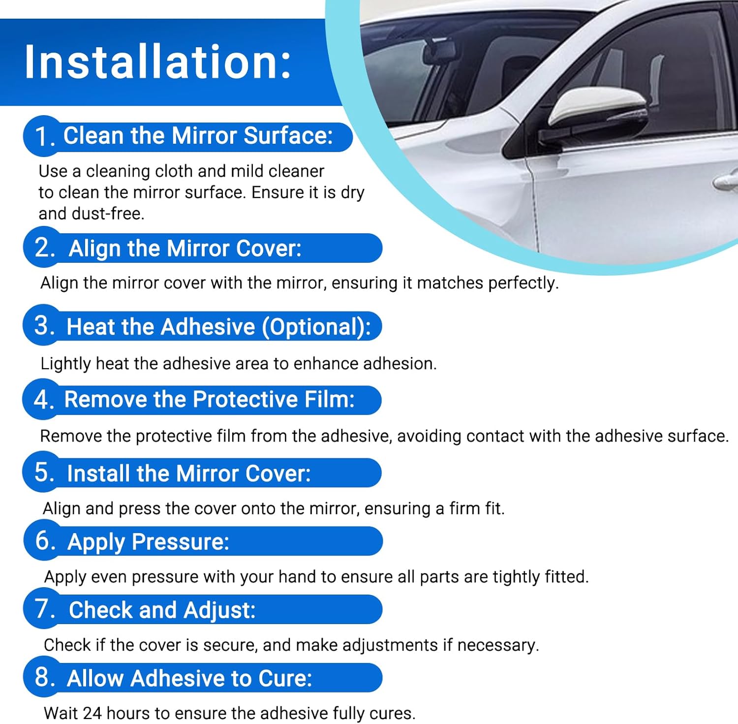Pearl White Door Rearview Mirror Cover Fits for Toyota 2013-2023 4Runner 2013-2015 RAV4 2016 RAV4 HV 87915-42160-J1 87945-42160-B1(Left Driver Side)