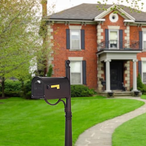 Vista 2 de Special Lite - Buzón clásico con poste de aluminio, buzón negro con poste Ashland - SCC-1008_SPK-600-BLK